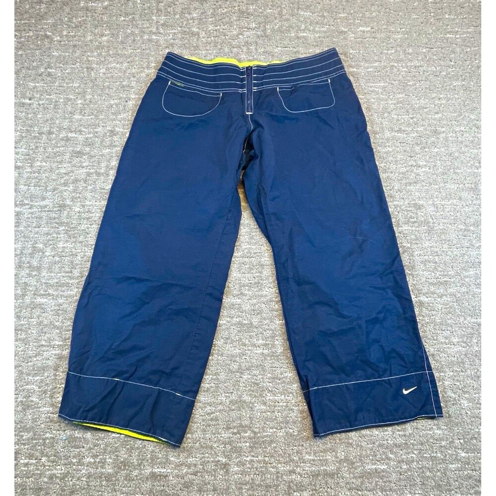 Nike Fit Dry Women Navy Blue Cropped Pants L Large 12-14 Pull On Elastic Waist